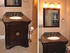 dark cabinet in bathroom